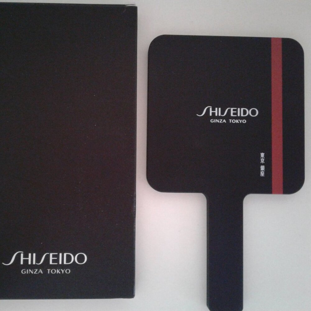 Shiseido Mini Petite Hand Held Black Mirror With Gift Box NEW